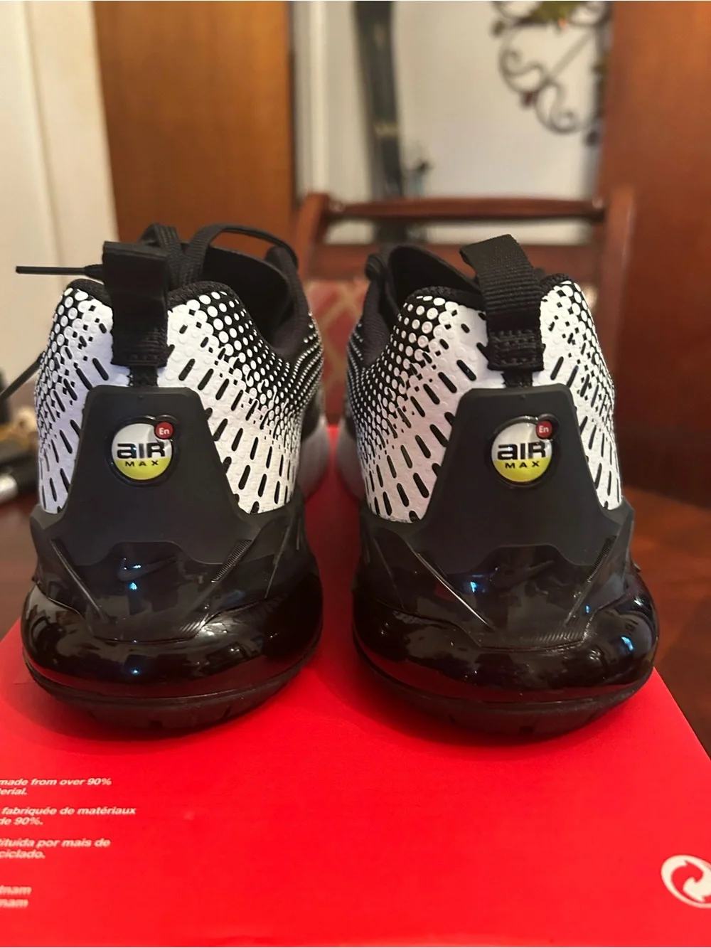 Women’s Nike Air Max Black White Sneakers with Gold Swoosh
